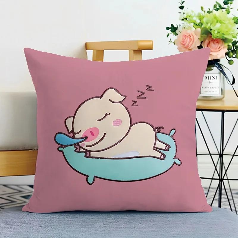 Cartoon Animal Print Decorative Pillowcase Bedroom Living Room Square Cushion Pillowcase