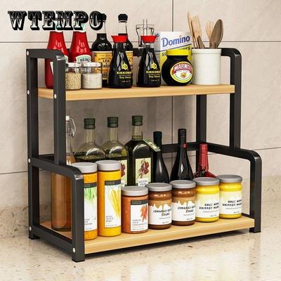Double Layer Storage Rack Condiment Rack Kitchen Storage Rack Condiment Box Bottle Rack Multi-layer Hole Free
