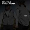 Reflective Cycling Vest with Chest Pocket Windproof Gilet for Running Hiking Biking Gray EU Size S