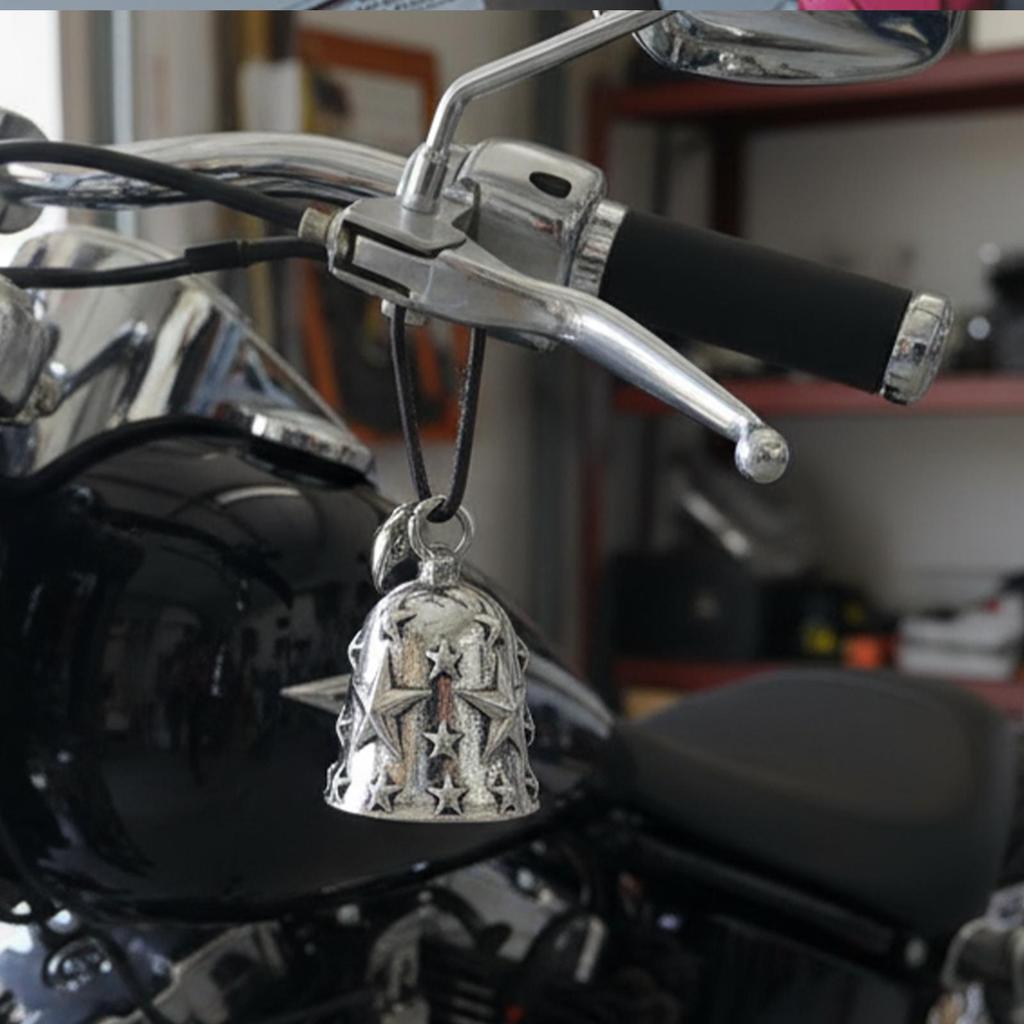 Alloy Motorcycle Bell Embossed Star Sturdy Ornament Motorcycle Riding Bell Keychain Pendant For Boys Women Men Girls Teens