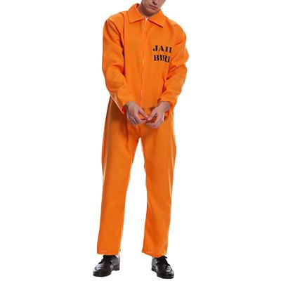 Halloween Orange Prisoner Jumpsuit Men Women Cosplay Performance Party Costumes Autumn Long Sleeve Lapel Zipper Overalls