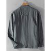 Spring and Autumn Japanese Style Vintage Long Sleeve Shirt Men Cotton and Linen Chinese Style Stand Collar Loose Casual Overshirt Chinese Style
