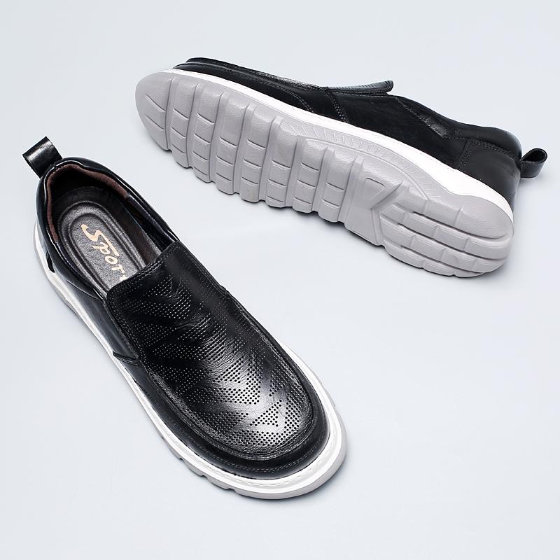 Fashion Soft Bottom Cowhide Loafers Men's Lightweight Slip-On Leather Shoes Wear-Resistant Driving Casual Shoes New Male Walking Flats