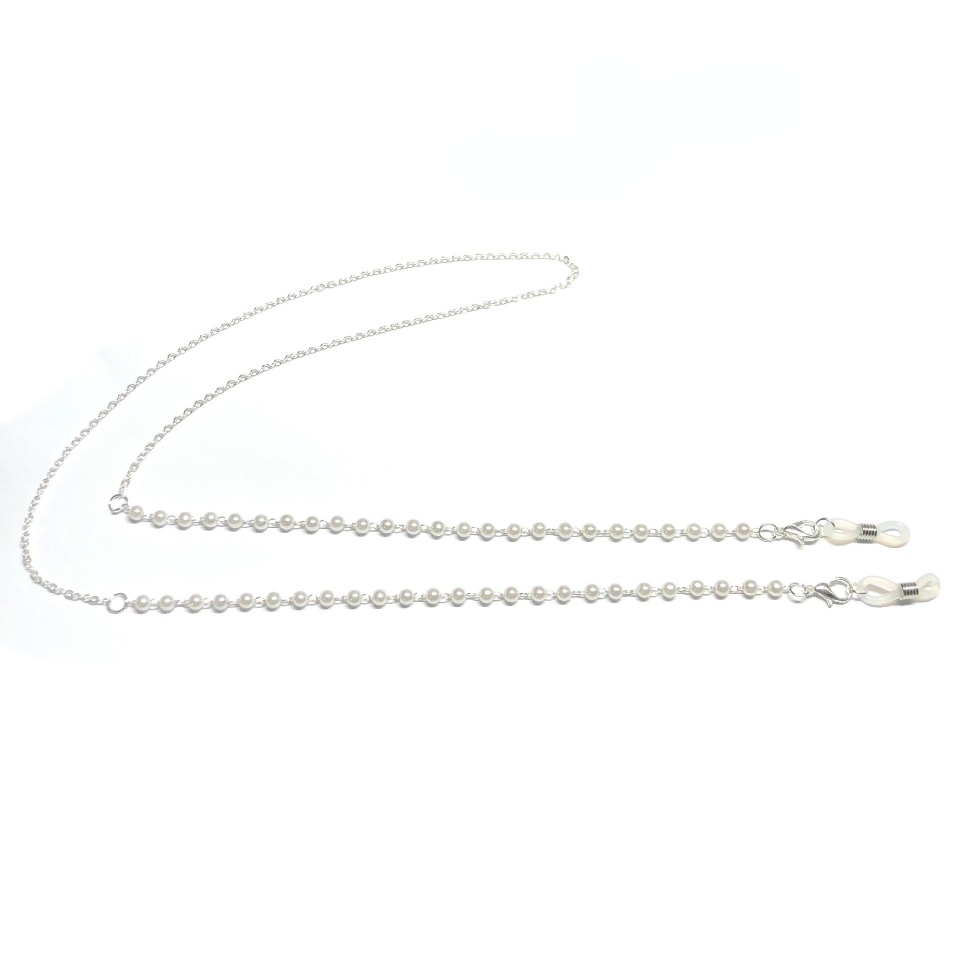 

Ланцюжок для сонцезахисних окулярів з перлами. Тримач для ланцюжка для окулярів, що запобігає втраті, ремінець для намиста White Sliver