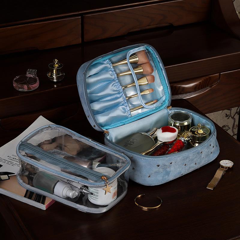 Hot Golden Velvet Cosmetic Bag, Toilet Bag, New Ins Women's Portable Large-capacity Storage Bag