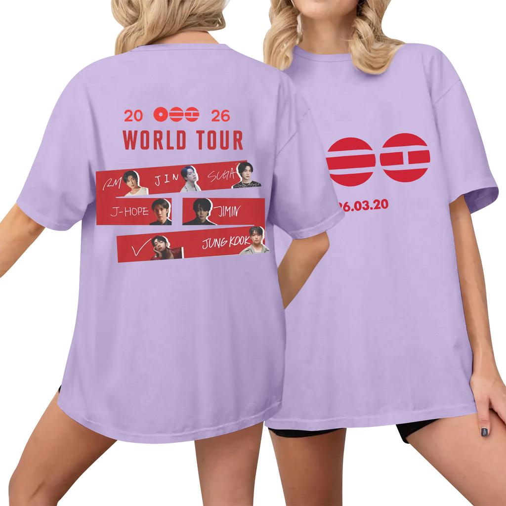 Women's Casual Printed T-Shirt Round Neck Pullover Short Sleeve Top