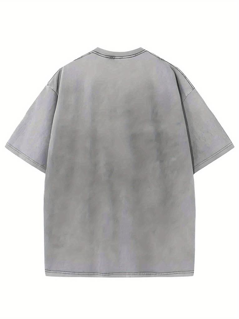 Washed, Retro Rose Printed T-Shirt, High-Quality Printed Cotton Retro Fashion T-Shirt, Suitable for Summer T-Shirt with Certain Thickness,Holiday Gift
