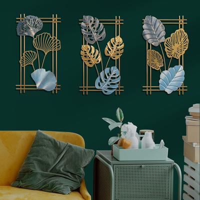 Metallblatt Wandbehang Ornamente Ginkgoblatt Eisenkunst Wanddekoration Nordischer Rahmen Hintergrund Handwerk Wohnzimmer Heimdeko