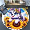 1pc Soft, Absorbent & Non Slip Sunflower and the Wolf Round Rug Soft Circle Rug for Living Room & Bedroom Decor, Chair Mats, and Unforgettab