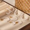 Stainless Steel C-shaped Pearl Earrings for Women, Vintage Elegant Small Pearl Studs, High-end Ear Jewelry