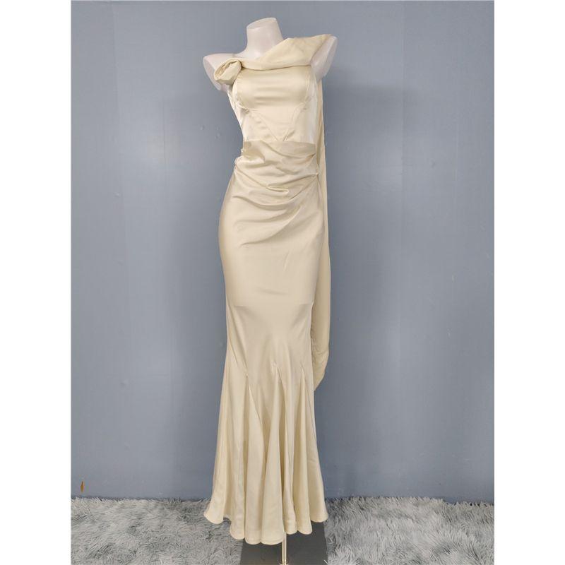 

Foreign Trade Sexy Gyaru Fashion Sling Three-dimensional Flower Ribbon High Quality Smooth Fabric Bridesmaid Dress for Toast Dress Champagne L