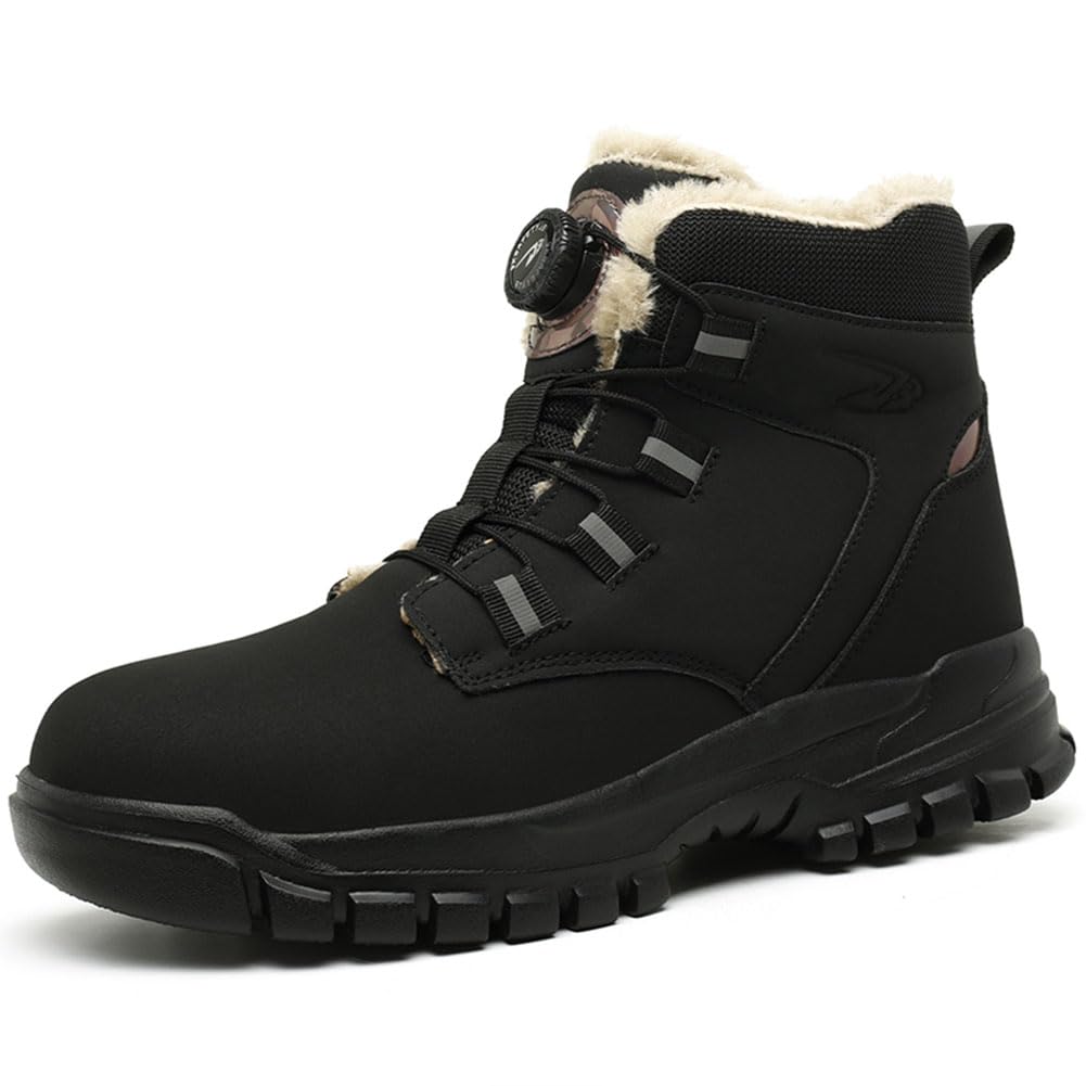 Safety Shoes for and Steel Toe and Available in and Gray Size [mxcgzl] High-top, Dial-type Winter, Waterproof, Fleece-lined, Leather, Lightweight,