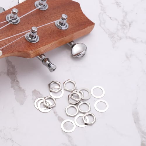 uxcell Guitar Nuts and Washers, M9 Guitar Input/Output Jack Socket Nuts, Silver, for Guitar and Bass, Set of 4
