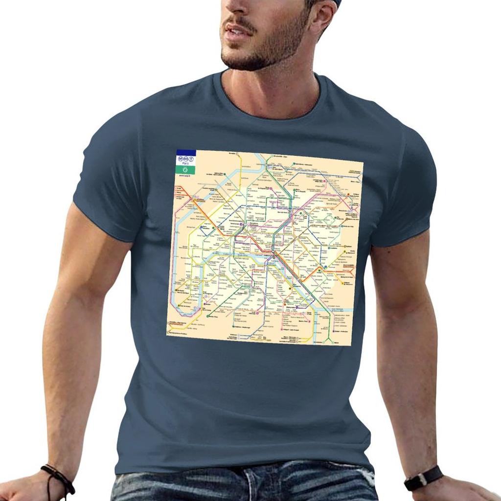 Paris France Metro Subway Tube Underground Map Tshirt Long Lasting Casual Tshirt