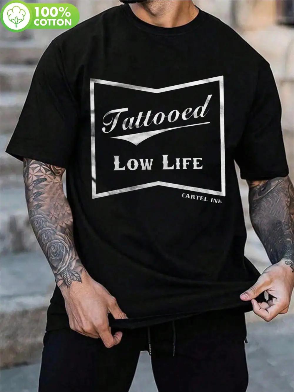 Cartel Ink Tattooed Low Life Graphic T-shirt - Black Vintage Design XXL