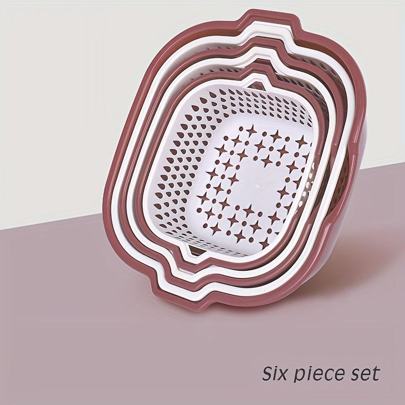 

Набор из 6 штук Двухслойный таз для мытья овощей, Многофункциональная кухонная корзина для слива для мытья, Корзина для хранения для мытья фруктов и овощей 6pcs