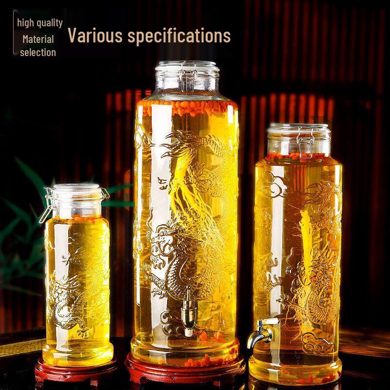 Large Capacity Glass Soaking Bottle with Faucet