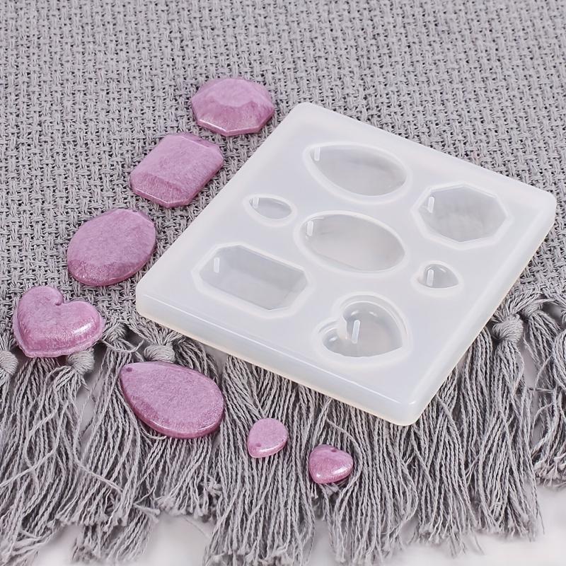 1pcs DIY Pendant Silicone Mold, Resin Casting Mold for UV Resin, Epoxy Resin Jewelry Making, Heart & Oval & Teardrop & Octagon,