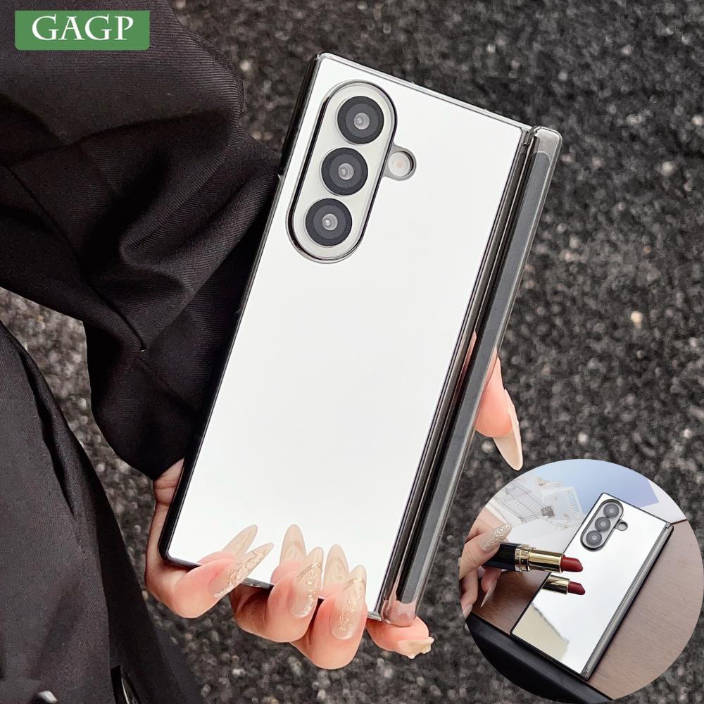 Fashion HD Mirror Axis Protection Phone Case For Samsung Galaxy Z Fold 7 6 5 4 Fold6 Hinge 2in1 Makeup Mirror ZFold7 Slim Cover