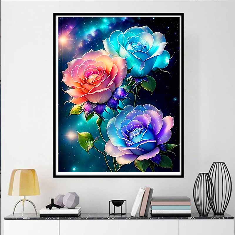 Colorful Fantasy Flower Diamond Painting Set, 5D Gemstone Full Crystal Decorative Painting, DIY Cross Stitch Decorative Home Wall Mural