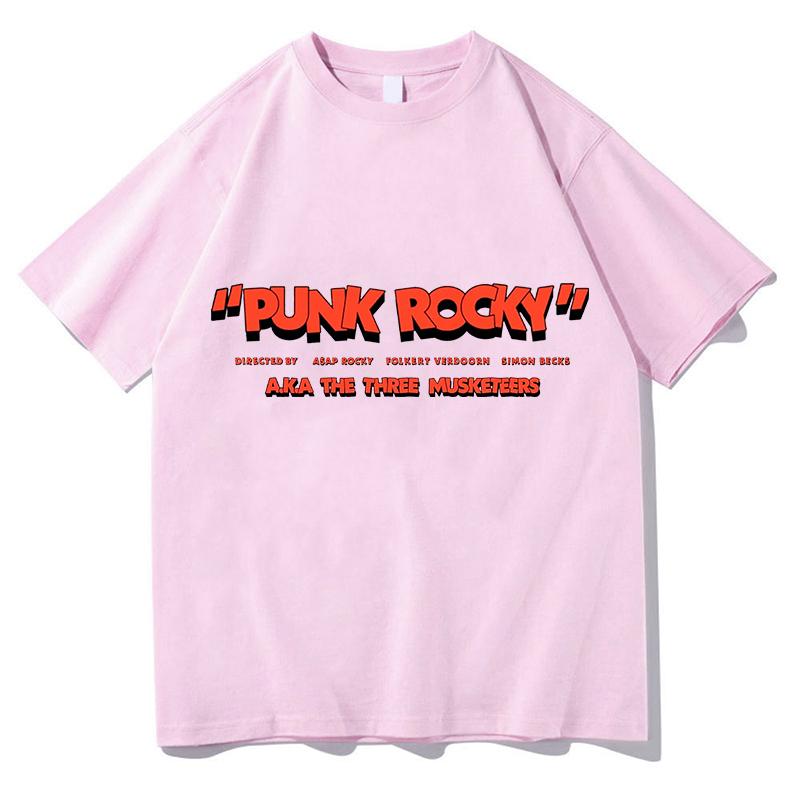 AAP Rocky Punk Rocky Print Tshirt Fashion Casual Tshirts Short Sleeve Cotton Loose Women T Shirt Vintage Unisex Tee Streetwear