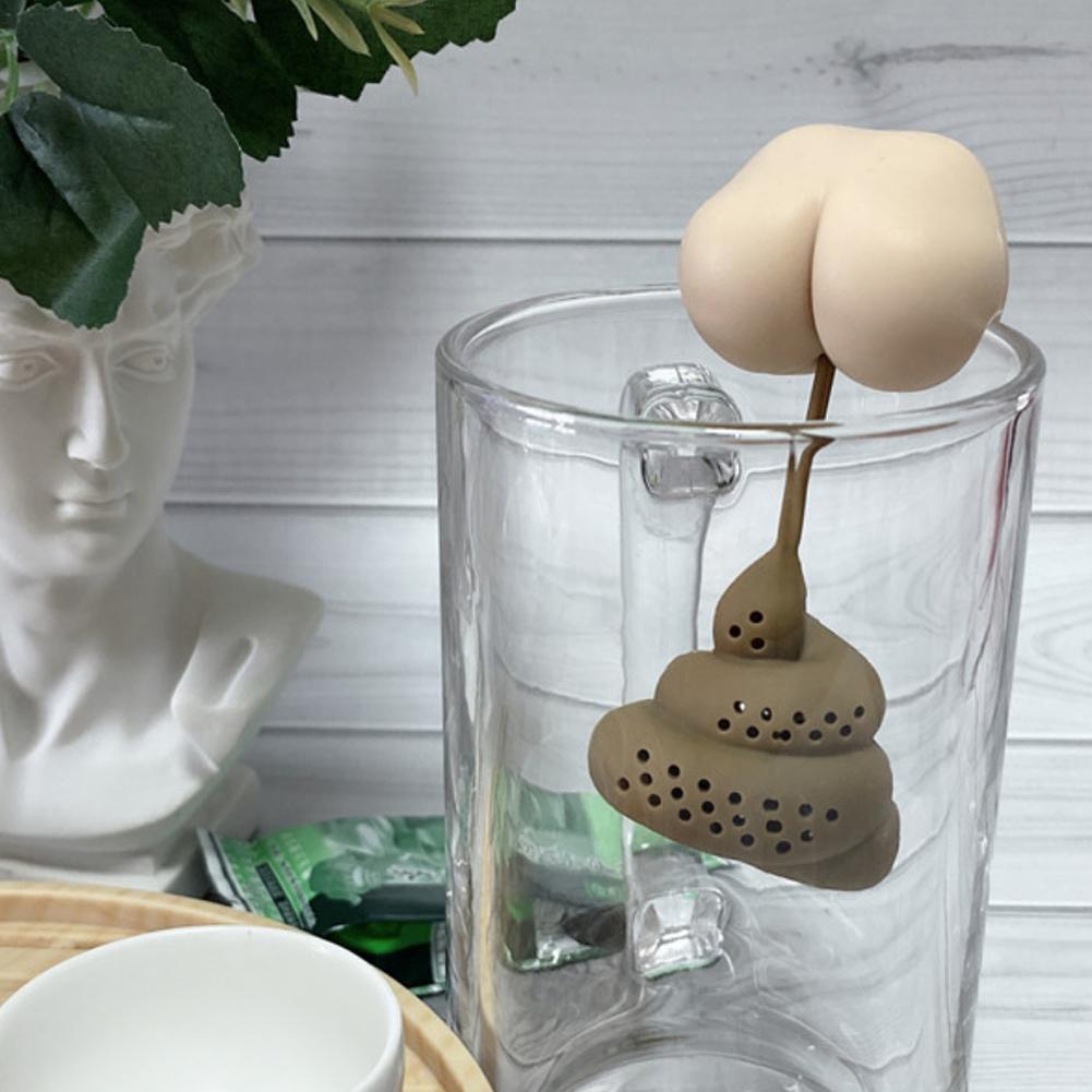 Rolig Bajsform Tesil Silikon Örtkryddfilter Te Bladinjektor Återanvändbar Kaffefilter Diffusor Köksförnödenheter Kit