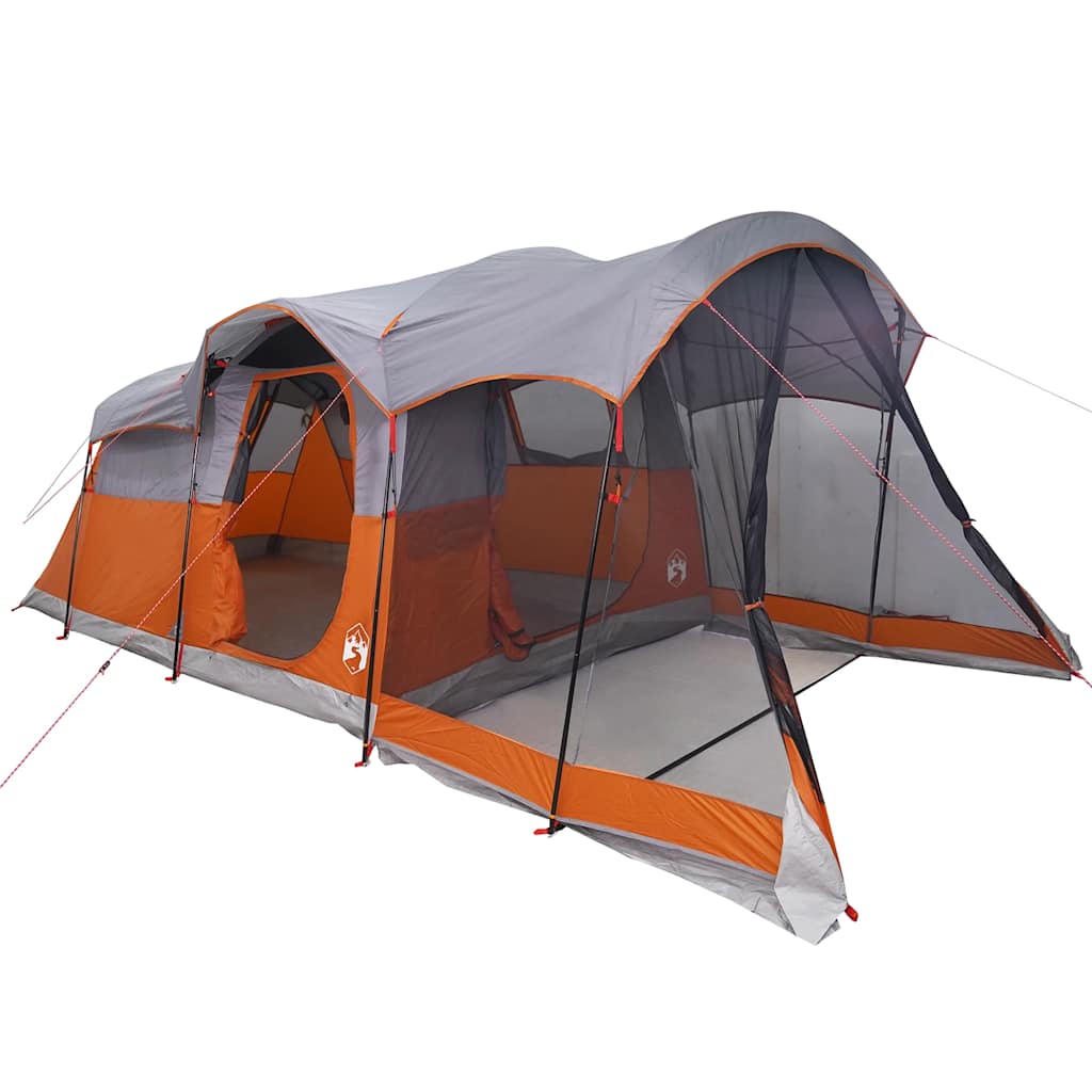 Tunnel Family Tent for 8 Persons Grey and Orange Waterproof