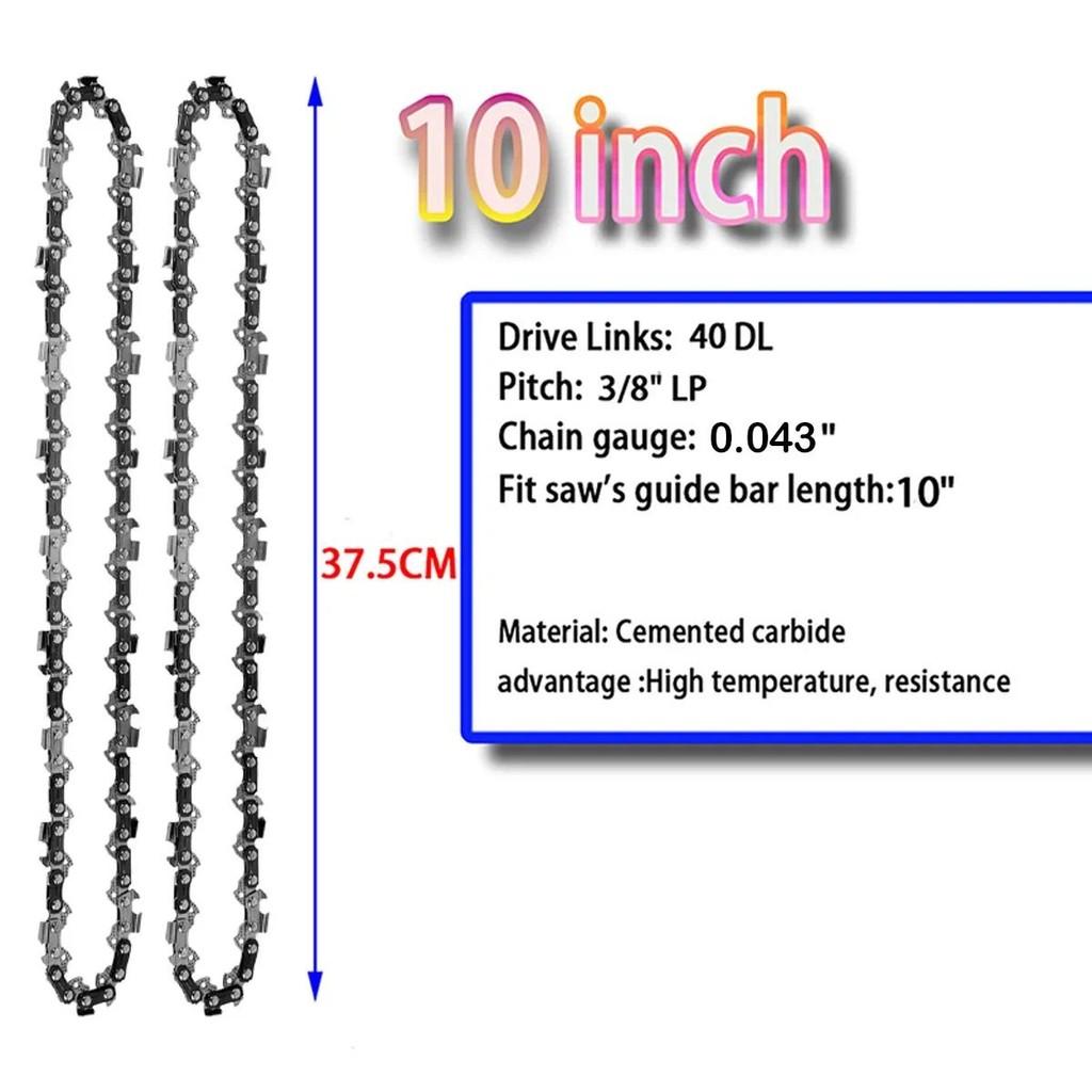 10-Zoll Kettensägenkette 40 Treibglieder Sägezubehör Ersatz Kettensägenkette 3/8" LP 0,043" Spur Sägekette zum Schneiden von Holz