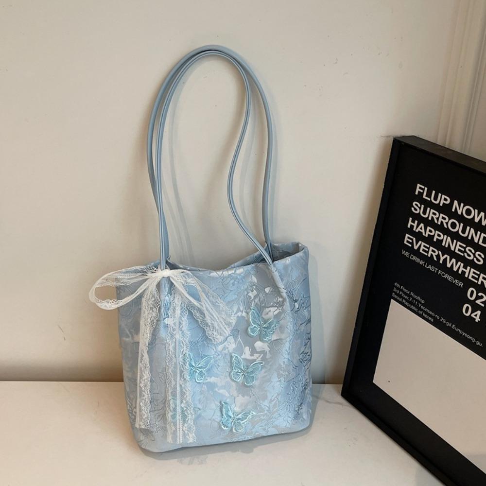 

Butterfly Chinese Style Shoulder Bag Exquisite Hanfu Printing Handbag Embroidery Tote Bag Wedding синий