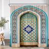 3D Moroccan Vintage Shower Curtain Aged Gate Geometric Pattern Doorway Design Entrance Architectural Oriental Style Bathroom Cur