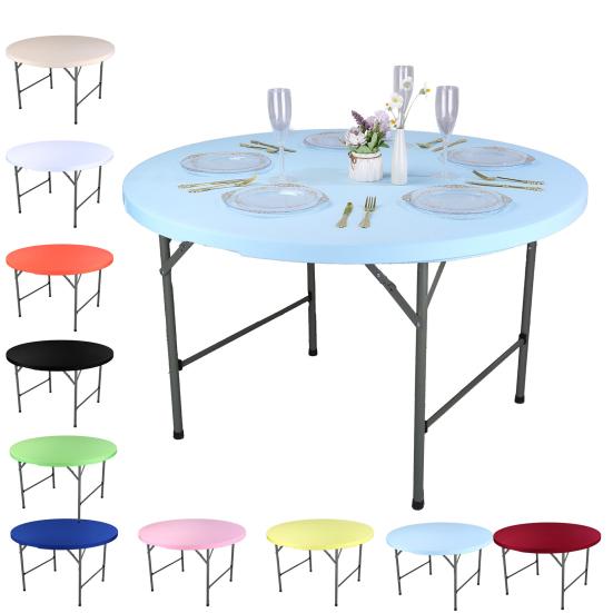 Elastic Round Table Cover Wrinkle-Resistant Fabric Universal Protection Indoor Outdoor