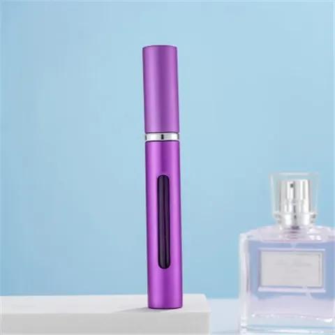 

1pc 5ml Portable Perfume Bottle Mini Metal Sprayer Refillable Aluminum Empty Glass Atomizer Travel Women Cosmetic Containers фіолетовий