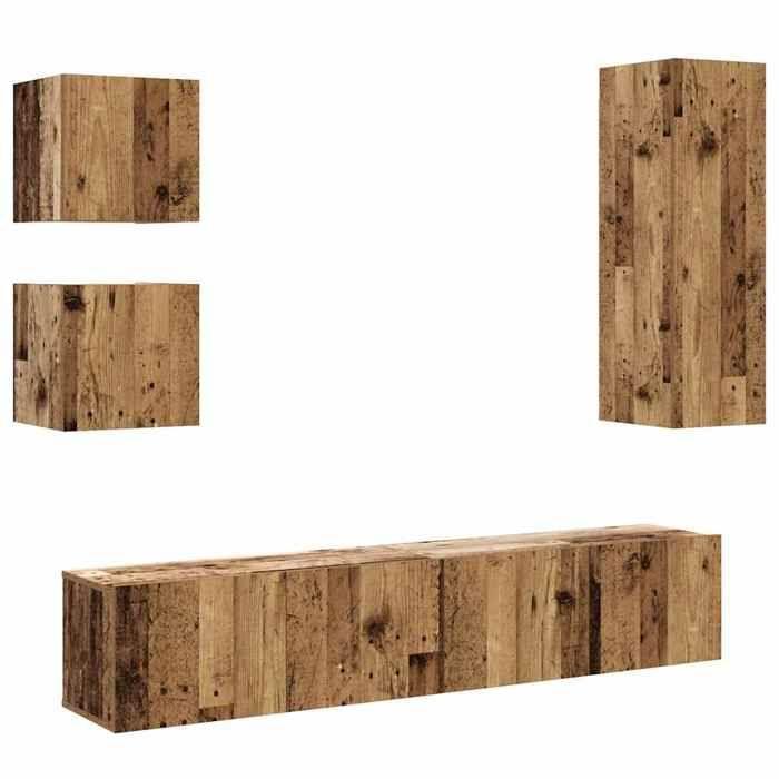 VidaXL Ensemble de meuble TV mural 5 pcs vieux bois bois d'ingénierie 3328997