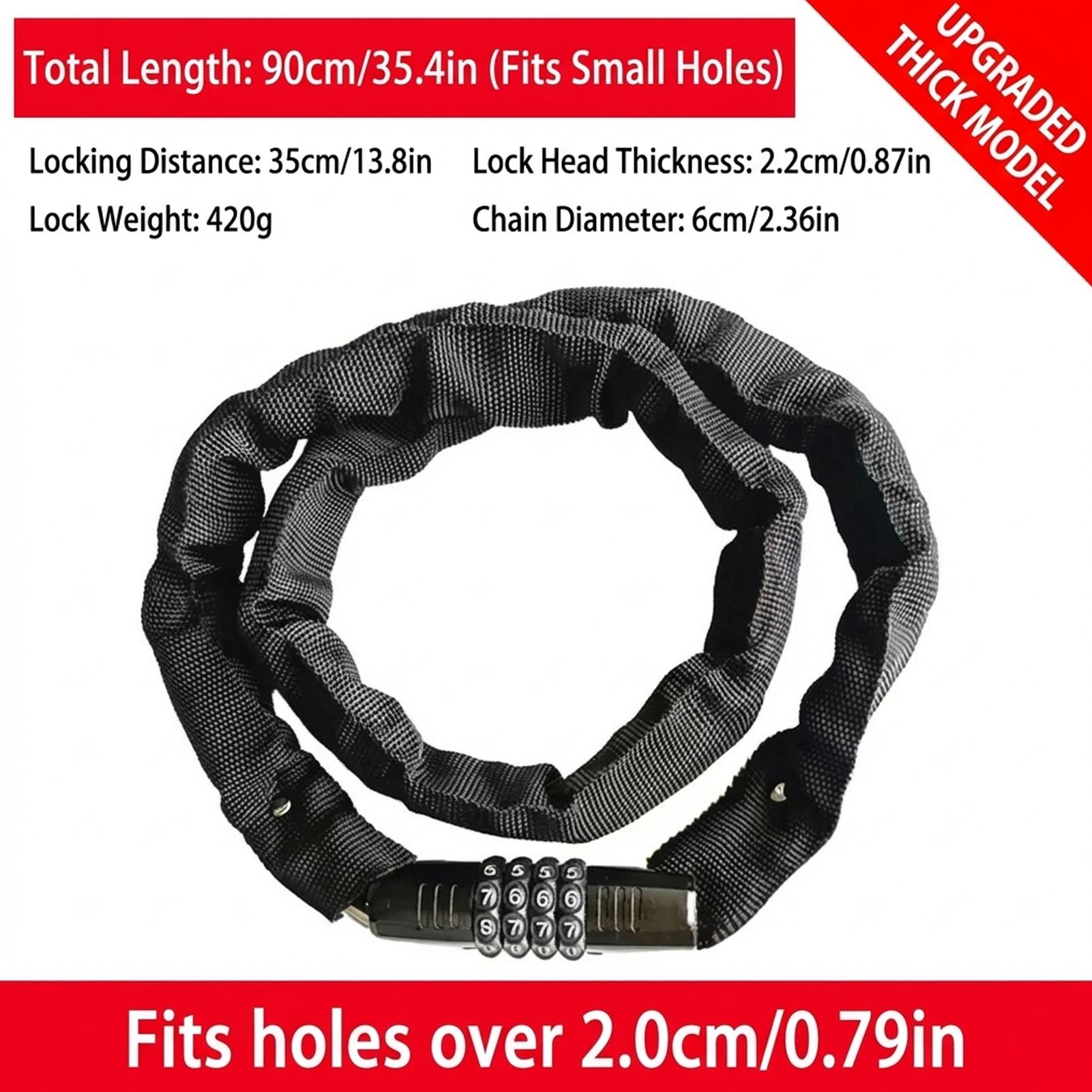 Bicycle Chain Lock High-Strength Manganese Steel Anti Theft Lock for Motorcycle Electric Mountain Bike Safety Bicycle Accessorie чёрный