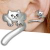 Huitan Vintage Fox-shaped Ear Cuff Earrings for Women Antique Silver Color Creative Clip Earrings Daily Wear Versatile Jewelry