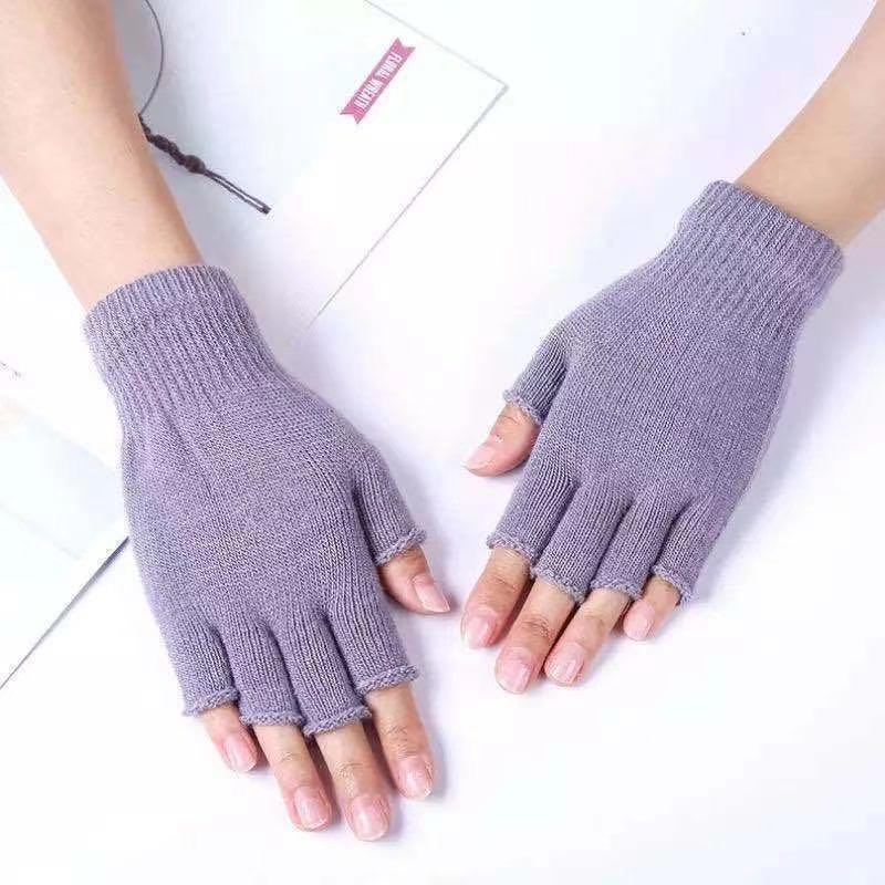 

Перчатки унисекс из тонкой вязки с полупальцами для зимней езды на велосипеде, письма и работы серый