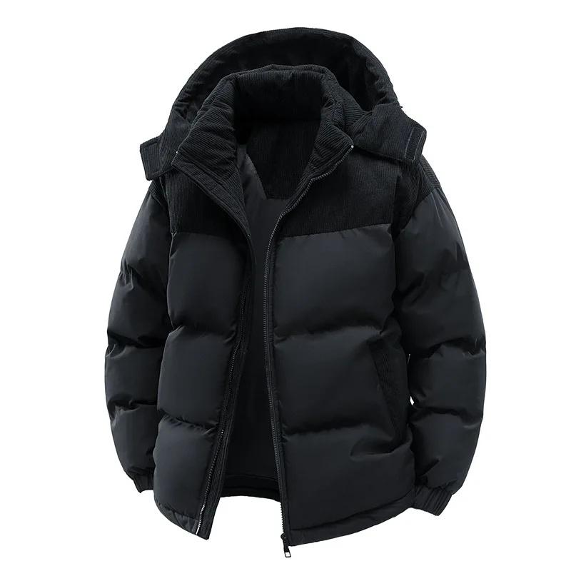 Thickened Cotton Jacket for Men Winter Windproof Warm Hooded Coat Casual Wear Outerwear