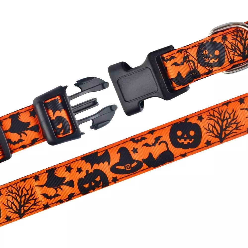 Orange Nylon Halloween Dog Collar Small Medium Large Pet Puppy Collar Adjustable