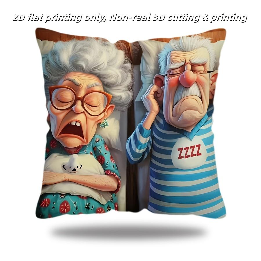 Whimsical Elderly CharacterPrinted Pillowcases for Unique Home Decor Sofa Seat Mattress Coverhome Decoration