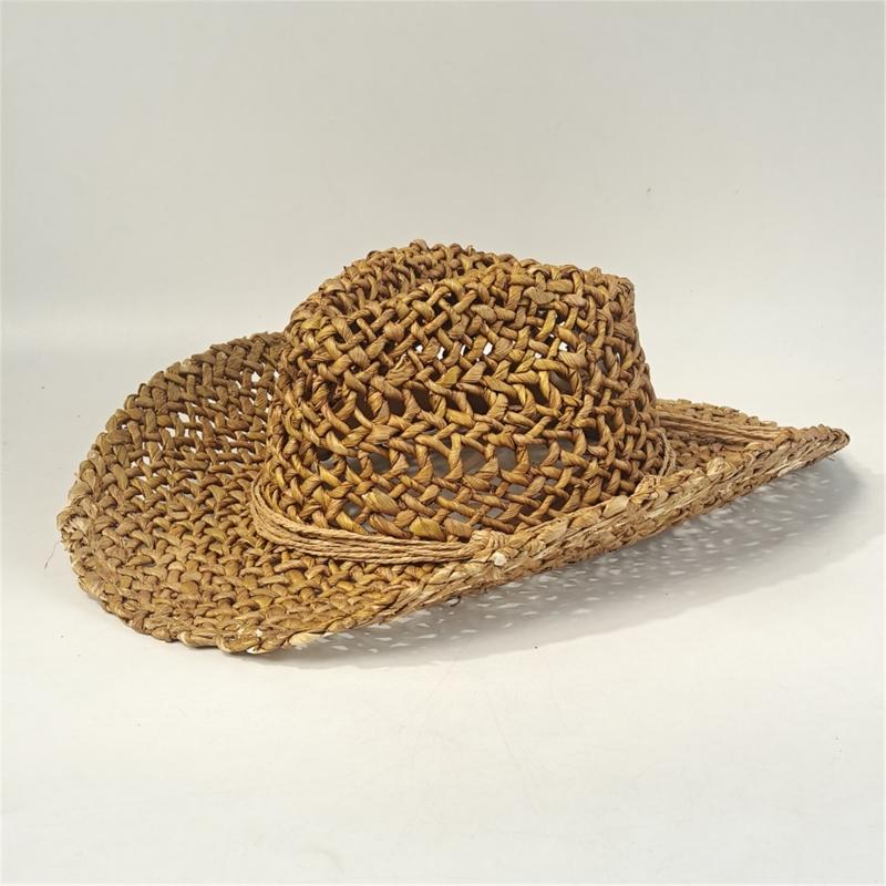 Elegant Openwork Straw Victorian Hat With Adjustable Tie For Women Outdoor Beach Vacation Gardening Activities