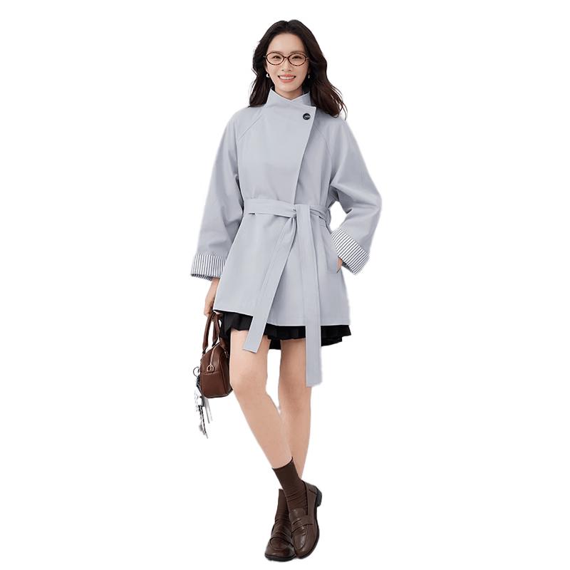 Xiangying Women s Mid-Length Belted Cotton Trench Coat M