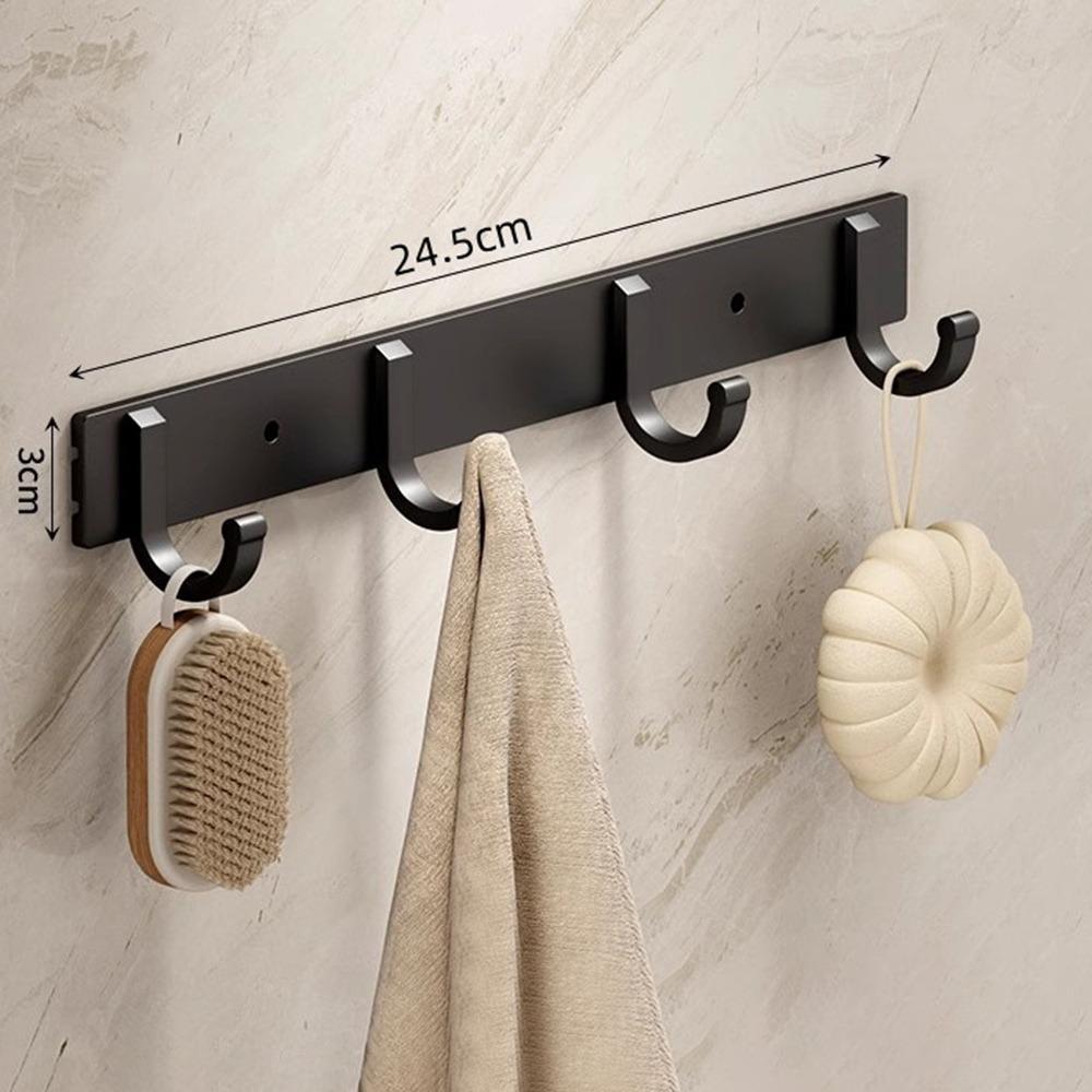 Aluminum Alloy Wall Mounted Hook Rack Strong Adhesive Space Saving Towel Rack Hook Heavy Duty Load Bearing 3-8 Hooks