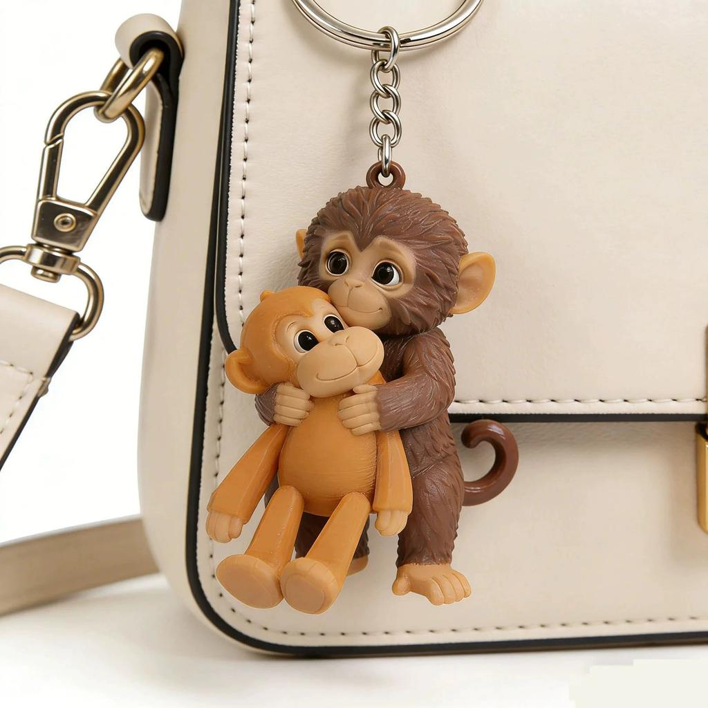 The Monkey Keychain, 3D Printing Cute Monkey Holding Toy Hanging Keychain For Backpack Purse Car Keys Gift