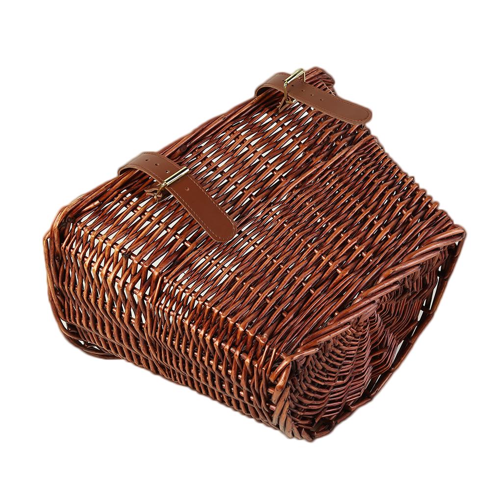 Retro Rattan Bike Front Basket Bicycle Cycling Handlebar Cargo Storage Container  with Belt for Bicycle Parts Accessories