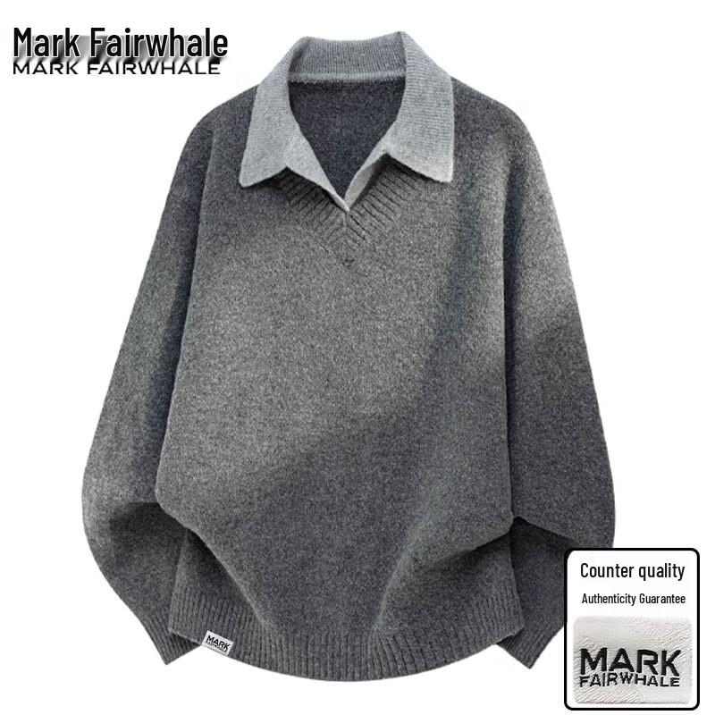 

Mark Fairwhale Men s Casual Retro Faux Two-Piece Knit Sweater L