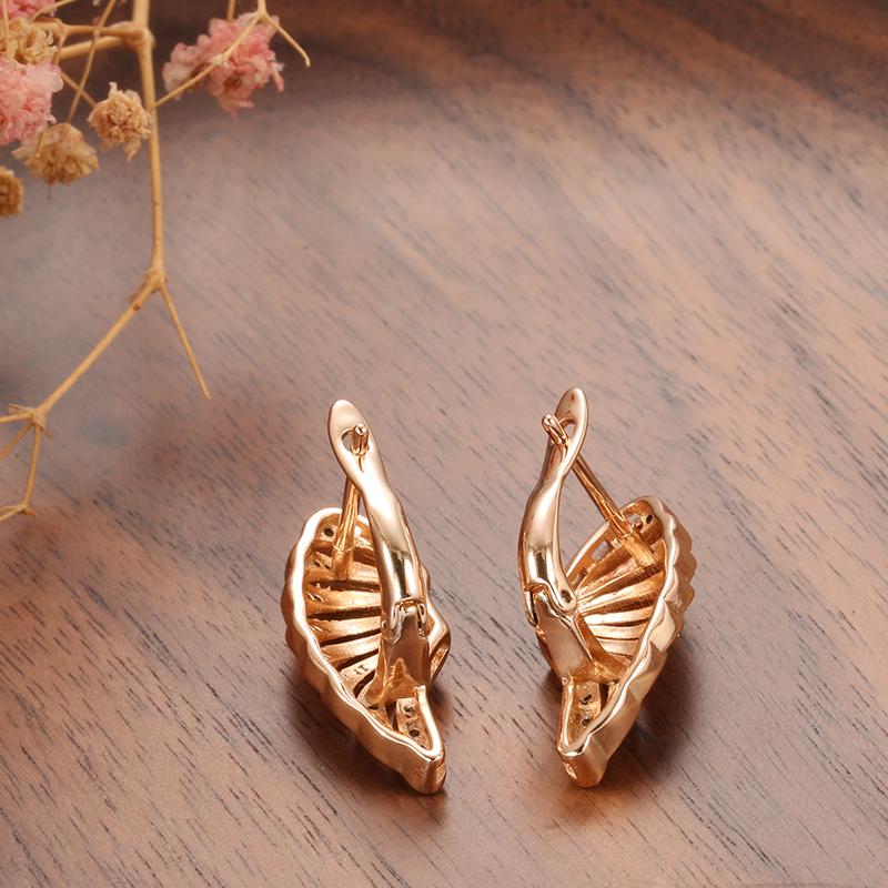 Rose Gold Color Wing Big Dangle Earrings For Women Sparkling Natural Zircon Accessories Party Daily Fine Jewelry