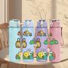 1PC Tool Kit Cute Doodle Print 750ml Color Plastic Sports Water Bottle Leakproof Flip Straw Lid Suitable for Sports Office Home Use