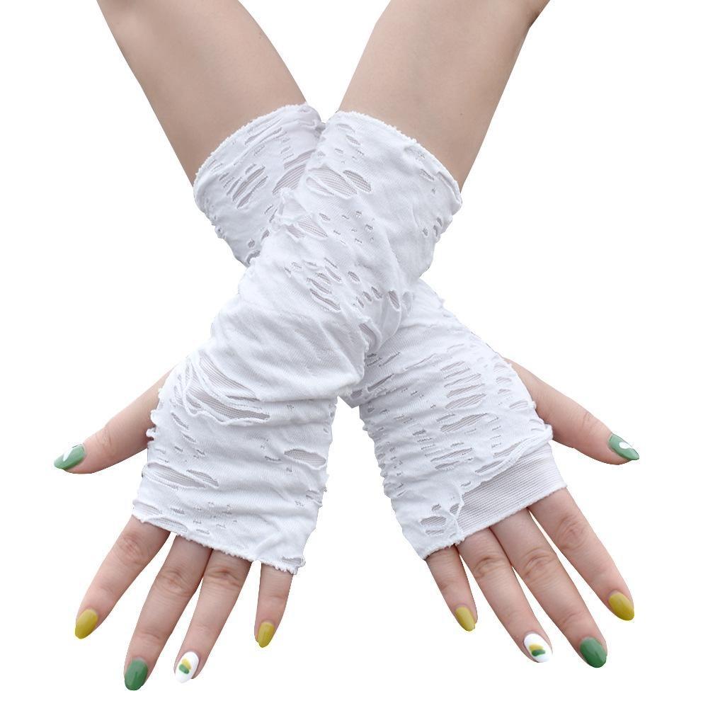 Broken Slit Gloves Sexy Gothic Fingerless Gloves Halloween Gloves Ripped Holes Decor Cosplay Gloves for Adults