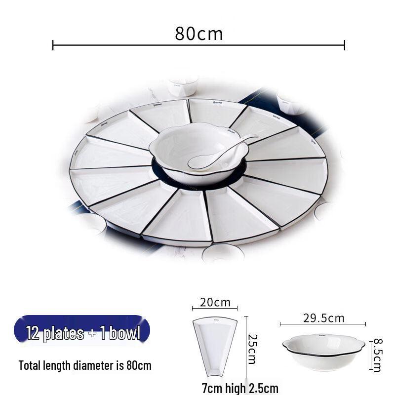 Nordic Ceramic Fan-Shaped Sectional Serving Plate