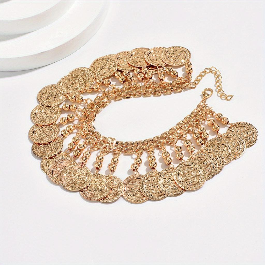 1 Retro-style Metal Beaded Fringe Anklet, Perfect for Men's Everyday and Vacation Outfits